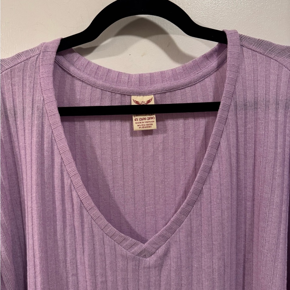 Women’s Lavender Purple V Neck Short Sleeve Top Shirt - Faded Glory - Size 4X - Picture 2 of 6